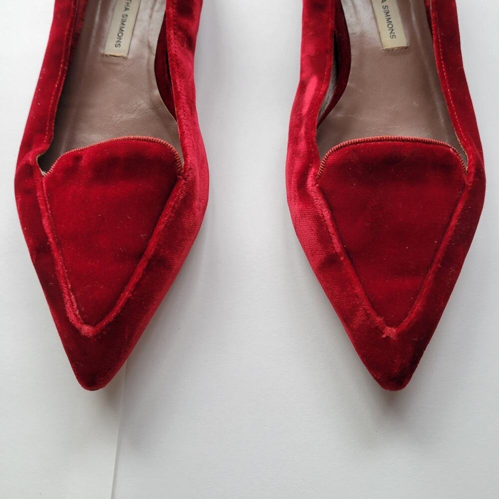Tabitha Simmons Red Velvet Flats - Picture 4 of 13